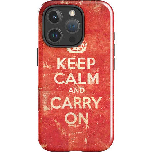Keep Calm and Carry On Distressed iPhone 16 Pro Impact Case